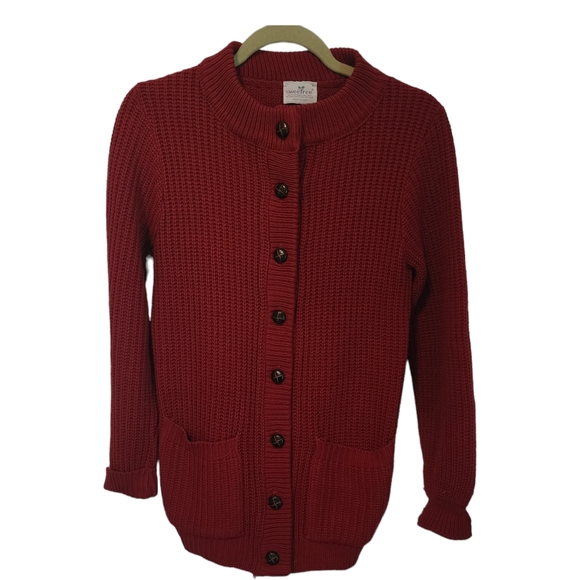 EUC Vintage Sweetree Deep Red Leather Button Up Cardigan - Picture 6 of 8